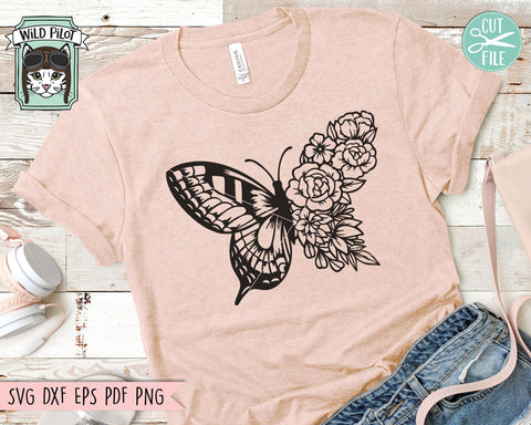 Butterfly SVG File, Floral Butterfly SVG, Butterfly Flowers SVG, Butterfly Wings SVG, Insect SVG, Bugs SVG SVG Wild Pilot 