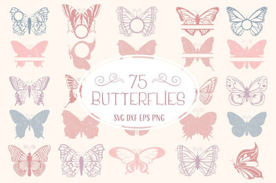 Butterfly SVG Files Bundle with 75 Items SVG Feya's Fonts and Crafts