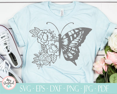 Butterfly SVG, Floral butterfly, Flowers Svg, Spring Svg, Butterfly Flowers Svg, Butterfly Wings, Insect, Svg file for cricut and silhouette SVG MyDesiredSVG 