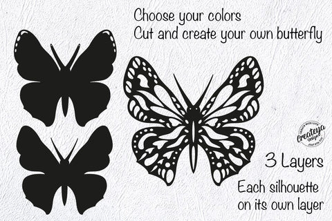 Butterfly SVG layered 3D template for Cricut project SVG Createya Design 