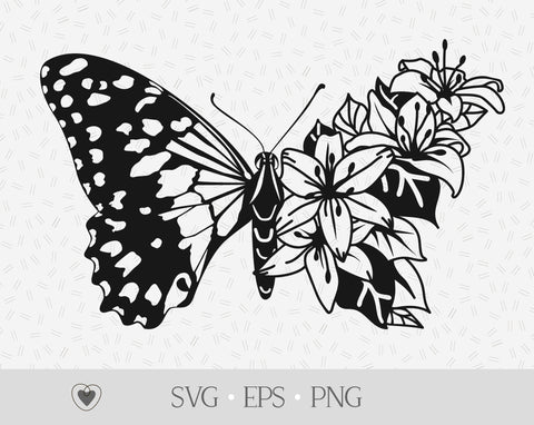 Butterfly svg, lily butterfly svg, flower butterfly svg SVG Pretty Meerkat 