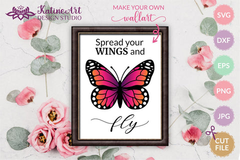 Butterfly svg monarch butterfly clipart with gradient layered and outline cut file for Cricut and Silhouette. SVG KatineArt 