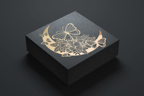 Butterfly SVG, Summer SVG, Crescent Moon SVG with Flowers and Butterflies. SVG Elinorka 