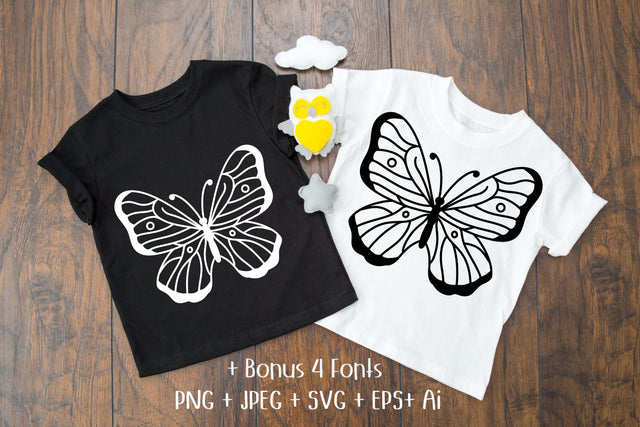 Butterfly T-shirt Design SVG file Black and White SVG Aisyah 