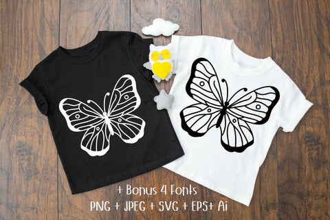 Butterfly T-shirt Design SVG file Black and White SVG Aisyah 