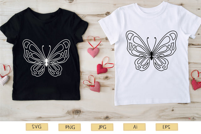 Butterfly T-shirt Design SVG file Black and White SVG Aisyah 