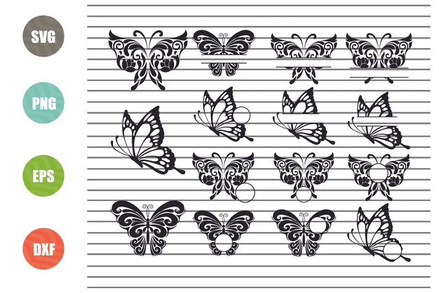 Butterfly Text Monogram Svg Bundle SVG Artstoredigital 