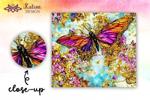 Butterfly Tumbler, Butterfly Tumbler Wrap, Butterfly Sublimation Tumbler, Tumbler Wrap Sublimation, Skinny Tumbler Sublimation, Sublimation Wrap Design For 20 Oz Skinny Tumbler Straight And Tapered Png Sublimation KatineDesign 