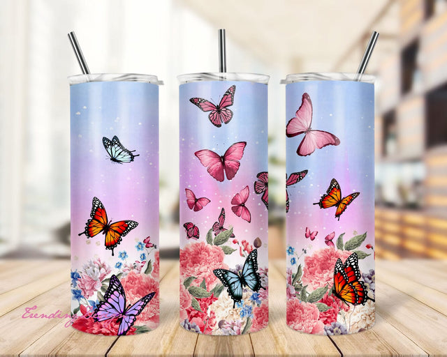 butterfly Tumbler Design | Spring tumbler png wrap| Butterfly tumbler Sublimation Designs Downloads - 20 oz tumbler sublimation image Design Sublimation TrendingDesign 