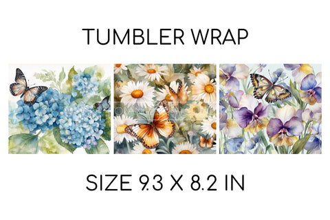 Butterfly Tumbler Designs, Summer Skinny Tumbler Wrap Sublimation OrangeBrushStudio 