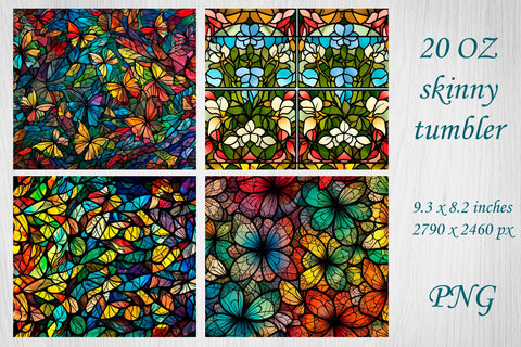 Butterfly tumbler wrap png, Stained glass 20 oz skinny tumbler sublimation Sublimation AnastasiyaArtDesign 