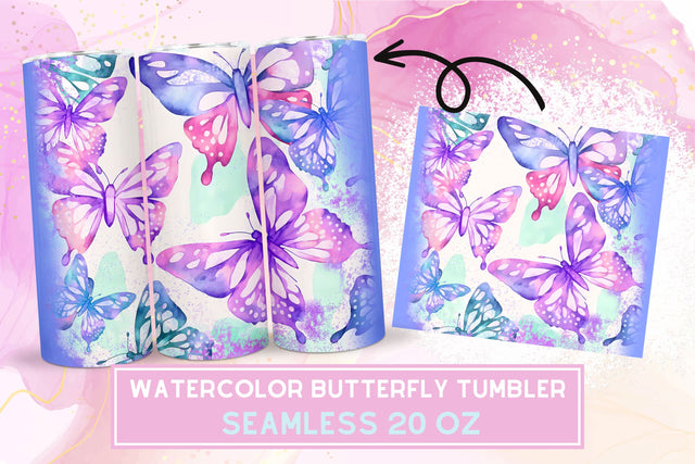 Butterfly Tumbler Wrap, Watercolor Tumbler Sublimation Sublimation PixelKat 