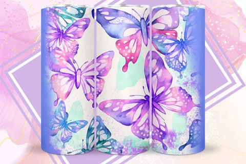 Butterfly Tumbler Wrap, Watercolor Tumbler Sublimation Sublimation PixelKat 