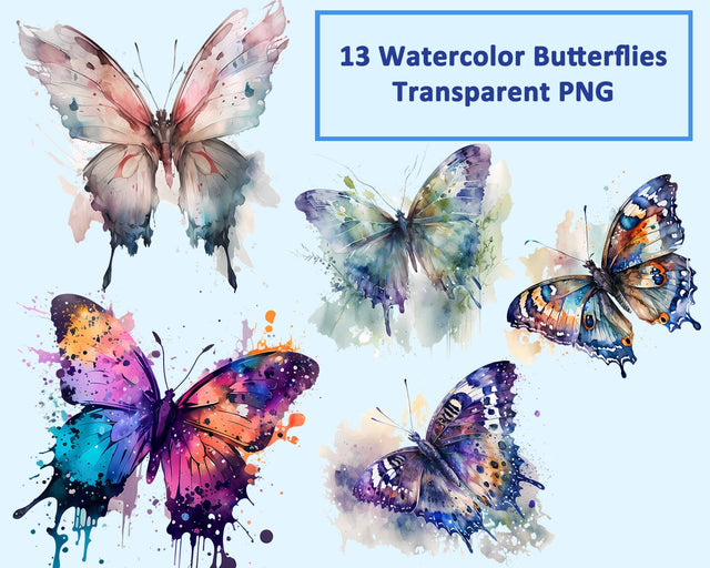 Butterfly Watercolor 13 Transparent PNG Images Sublimation nikola 