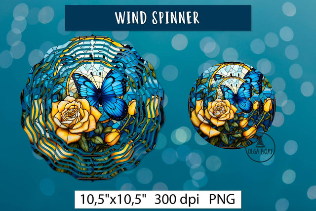 Butterfly wind spinner design | Stained glass png Sublimation Olga Boat Design 