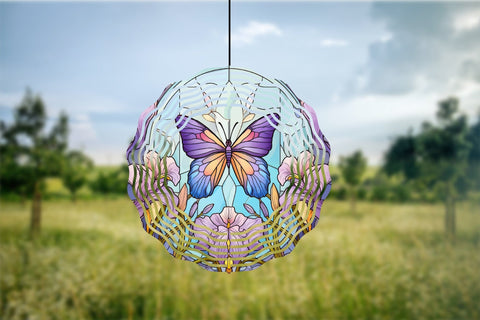 Butterfly Wind Spinner Stained Glass Sublimation Bundle Sublimation OrangeBrushStudio 