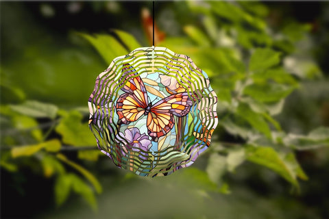Butterfly Wind Spinner Stained Glass Sublimation Bundle Sublimation OrangeBrushStudio 