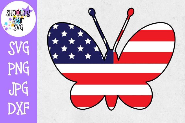 Butterfly with American Flag- Fourth of July SVG SVG ShootingStarSVG 