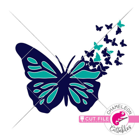 Butterfly with butterflies - SVG PNG DXF EPS JPEG SVG Chameleon Cuttables 