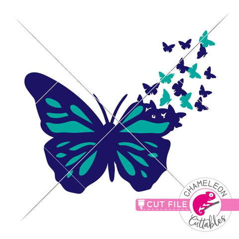 Butterfly with butterflies - SVG PNG DXF EPS JPEG SVG Chameleon Cuttables 
