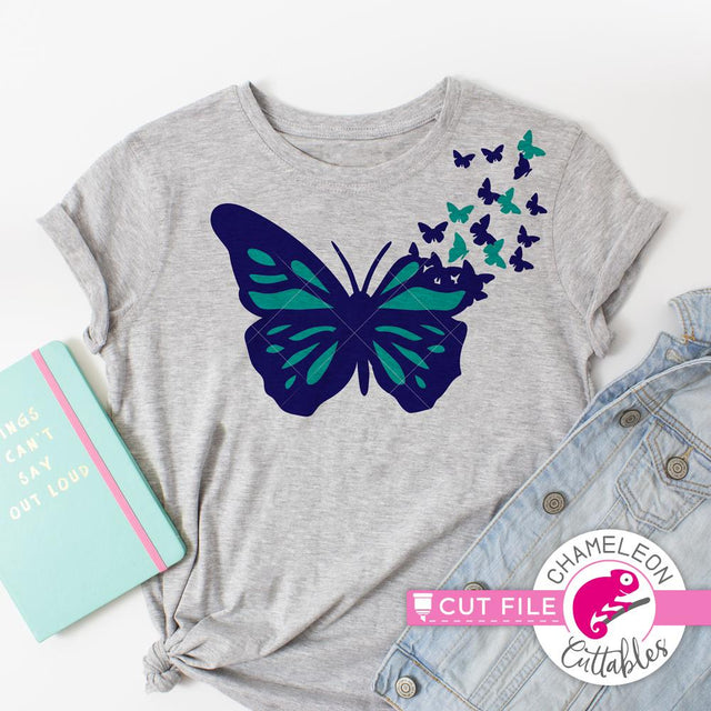 Butterfly with butterflies - SVG PNG DXF EPS JPEG SVG Chameleon Cuttables 