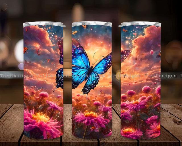 Butterfly with flowers Digital Downloads, Butterfly And Flowers Mug Wrap Sublimation Design, Instant Digital Design Download Sublimation ToriDesigns 