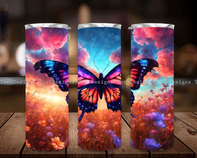 Butterfly with flowers Digital Downloads, Butterfly And Flowers Mug Wrap Sublimation Design, Instant Digital Design Download Sublimation ToriDesigns 