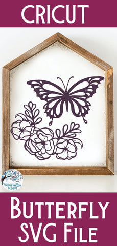Butterfly With Flowers SVG SVG Wispy Willow Designs 