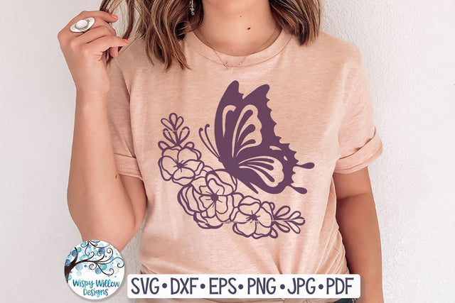 Butterfly With Flowers SVG SVG Wispy Willow Designs 