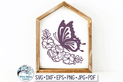 Butterfly With Flowers SVG SVG Wispy Willow Designs 