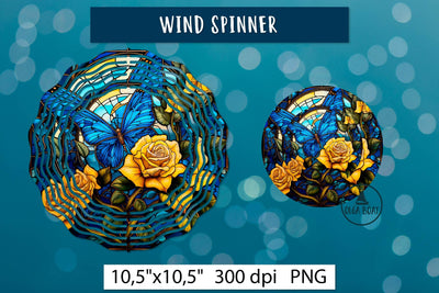 Butterfly with flowers wind spinner Stained glass design Sublimation Olga Boat Design 