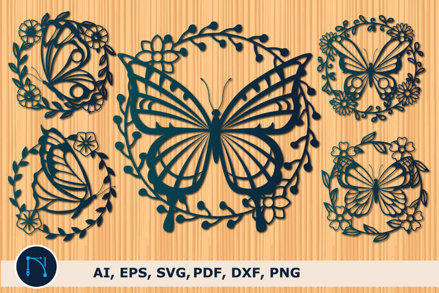 Butterfly Wreath Frames SVG bundle SVG MD JOYNAL ABDIN 