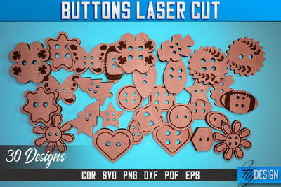 Buttons Laser Cut SVG | Buttons Laser Cut SVG Design | CNC Files SVG Fly Design 