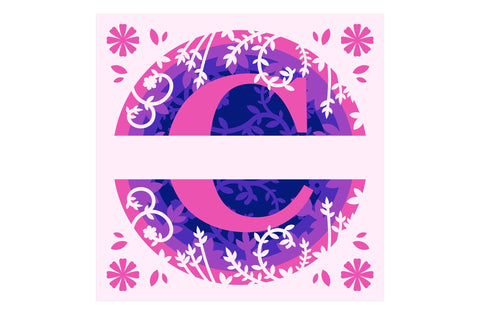 “C” 3D Flower Split Monogram Shadow Box SVG MD mominul islam 