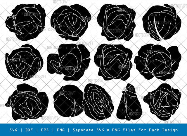 Cabbage Silhouette, Cabbage SVG, Food Svg, Vegetable Svg, Cooking Items Svg, Cabbage Bundle, SB00904 SVG ETC Craft 