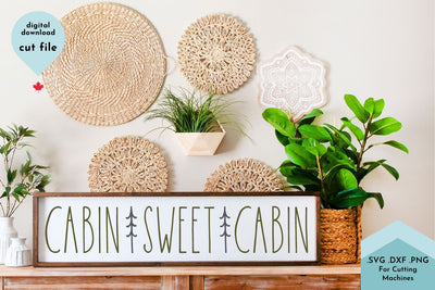 Cabin Sweet Cabin Hand Lettered SVG Cut File Minimal Trees SVG Lettershapes 