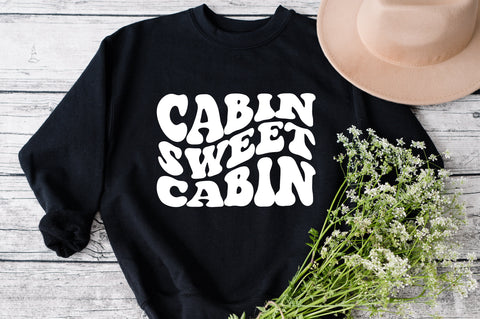 Cabin Sweet Cabin Svg Png Pdf, Camping Svg Camper Svg, Cabin Svg, Funny Quote Svg, Farmhouse Wavy Stacked Svg SVG Fauz 