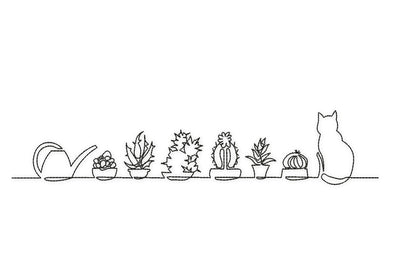 Cactus and Cat Embroidery Design Embroidery/Applique DESIGNS NextEmbroidery 