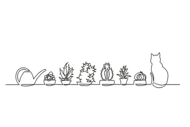 Cactus and Cat Embroidery Design Embroidery/Applique DESIGNS NextEmbroidery 