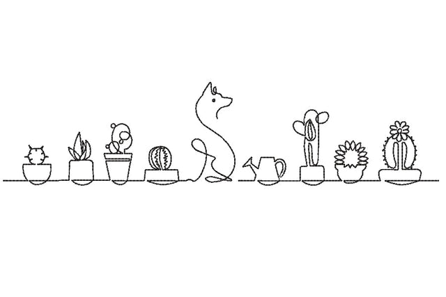 Cactus and dog embroidery design, 3 sizes. Embroidery/Applique DESIGNS ArtEMByNatalia 