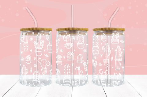 Cactus Cacti SVG 16 oz Libbey Glass Can Wrap SVG Freeling Design House 