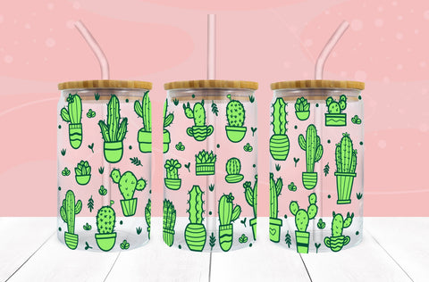 Cactus Cacti SVG 16 oz Libbey Glass Can Wrap SVG Freeling Design House 