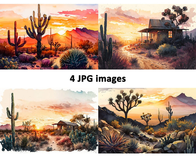 Cactus Desert Wooden Cabin Landscape, JPG Sublimation nikola 