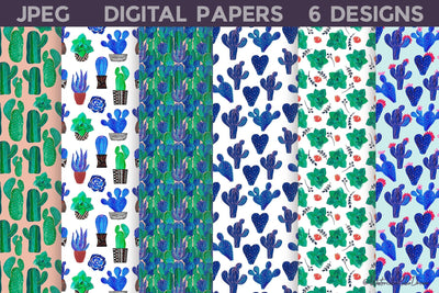 Cactus Digital Paper | Cactus Seamless Pattern Digital Pattern WatercolorColorDream 
