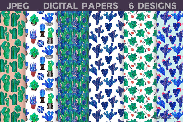 Cactus Digital Paper | Cactus Seamless Pattern Digital Pattern WatercolorColorDream 
