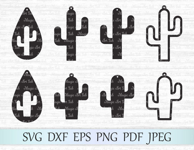 Cactus Earring designs cut files SVG MagicArtLab 