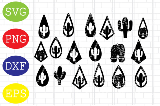 Cactus Earrings SVG, Glowforge Cactus svg Files, Succulent Svg SVG DigitalSvgFiles 