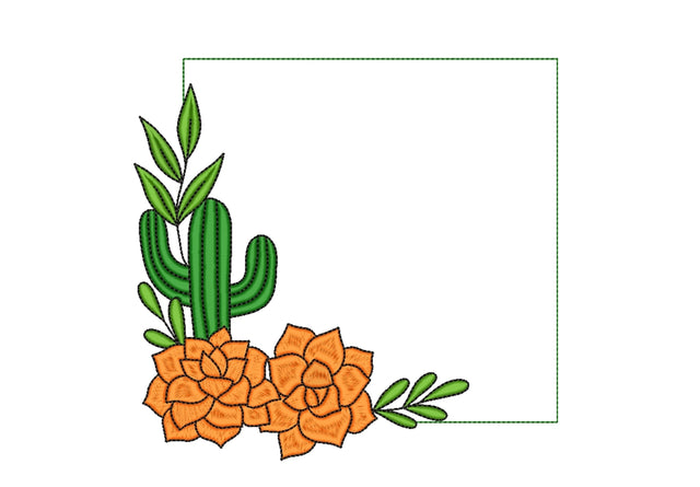 Cactus Frame Embroidery Design, 4 sizes Embroidery/Applique DESIGNS Nino Nadaraia 
