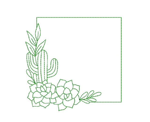 Cactus Frame Embroidery Design, 5 sizes Embroidery/Applique DESIGNS Nino Nadaraia 