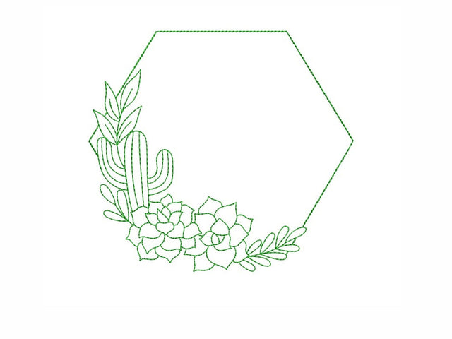 Cactus Frame Embroidery Design, 5 sizes Embroidery/Applique DESIGNS Nino Nadaraia 